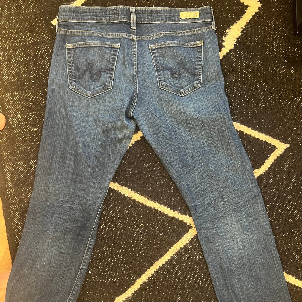 AG 31R blue straight tomboy boyfriend fit jeans.